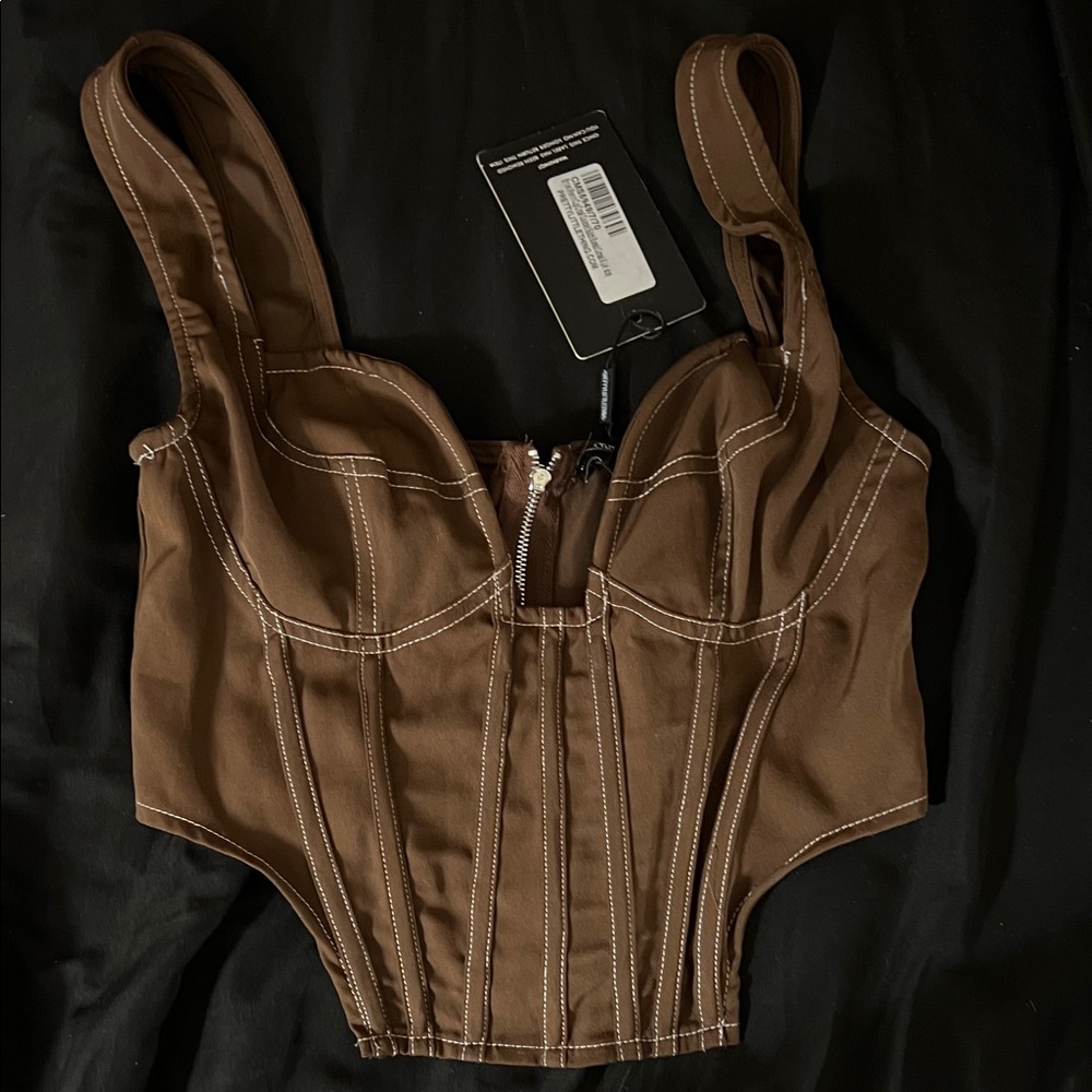 PrettyLittleThing Chocolate Brown Corset Top